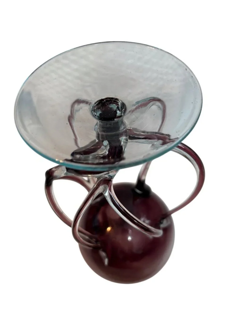 Hand-blown art glass pedestal bowl/vase, Jozefina Kronsno Jellyfish design, 1970